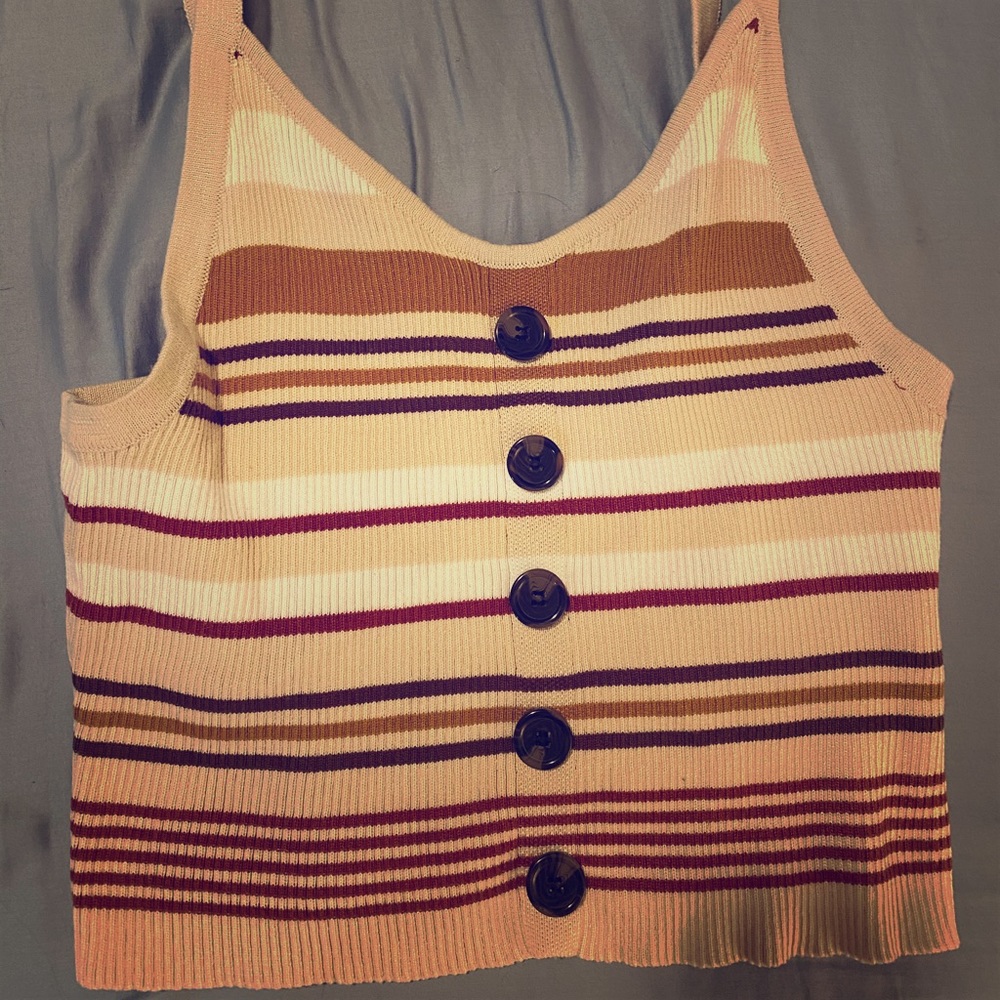 Stripped crop top super stretchy with buttons